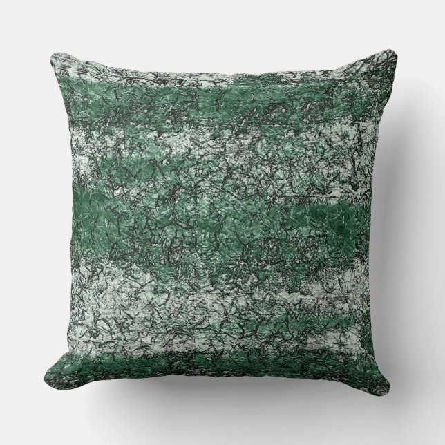 Almofada Textura verde de óleo sobre palitos e fiapos (Frente)