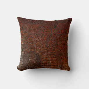 Almofada Textureather de couro castanho,abstrato, antiga, ,