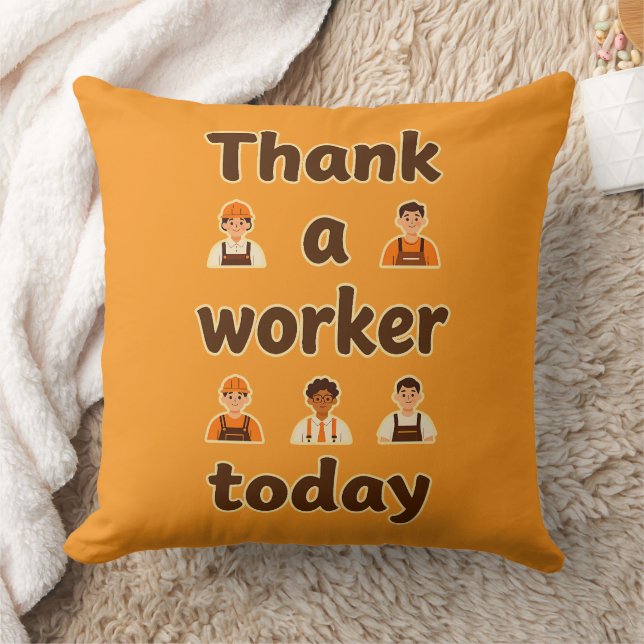 Almofada Thank a Worker Today Minimal Typography Design (Cobertor)