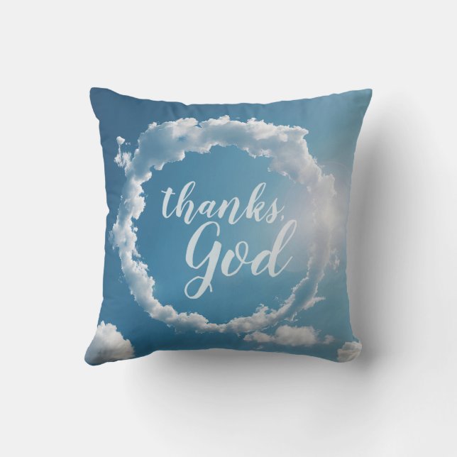 Almofada Thanks, God Clouds Photography Blue Throw Pillow (Verso)