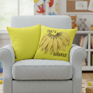 Almofada That's Bananas Funny Yellow Cotton Throw Pillow