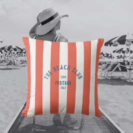 Almofada The Beach Club Crest Orange Red Cabana Stripe