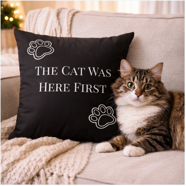 Almofada The Cat Was Here First Minimalist Pillow (Criador carregado)