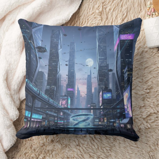 Almofada The Dawn of Tech-City Throw Pillow (Cobertor)