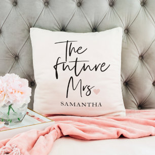 Almofada The Future Mrs and Your Name   Modern Beauty Gift