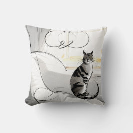 Almofada The Minimalist Cat Contemporary Trendy Modern