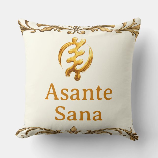 Almofada "The Royal Reversible" Asante Sana Gold Adinkra He (Frente)