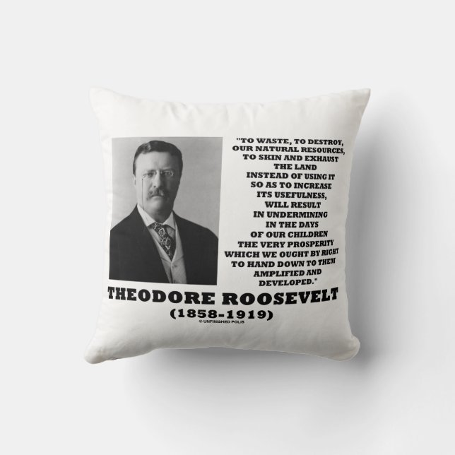 Almofada Theodore Roosevelt Resíduos Destruem Recursos Natu (Verso)