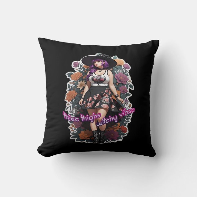 Almofada Thicc Thighs Witchy Vibes - Whimsigoth Witch-Core (Frente)