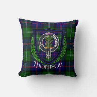 Almofada Thomson Scottish Clan Tartan & Crest