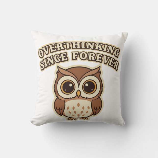 Almofada Thoughtful Retro Owl Square Comfort Pillow (Frente)