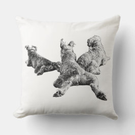 Almofada Three Dogs Pillow – Resting Trio in Ink Linework