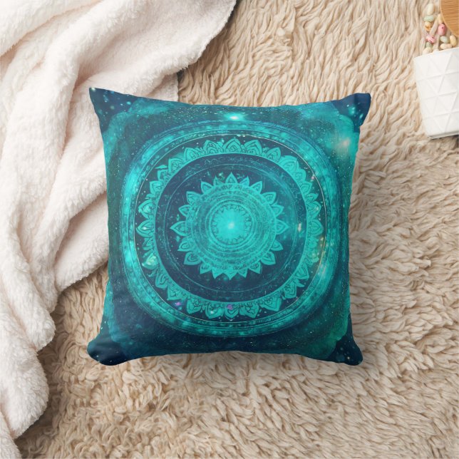 Almofada Throat Chakra Turquoise Mandala (Cobertor)