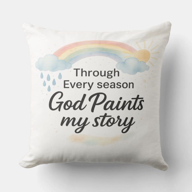 Almofada Through Every Season – God Paints My Story  (Frente)