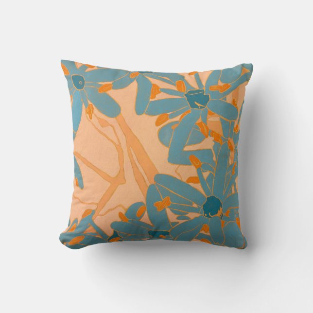 Almofada Throw Cushion Contemporary Leaf Design in Peach (Frente)