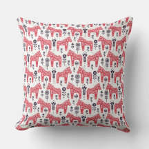 Throw Cushion - Dala Horse e Design Floral Sueco