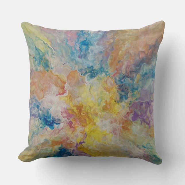 Almofada Throw Pillow - abstract colorful multi-colored fun (Frente)