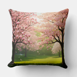 Almofada Throw Pillow Blooming Trees Over Green Fields