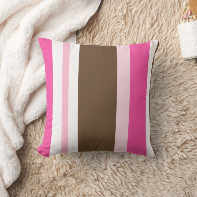 Almofada Throw Pillow Brown & Pink Stripe (Cobertor)