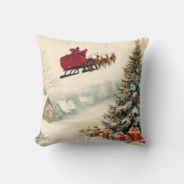 Almofada Throw Pillow Christmas is here  (Frente)