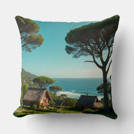 Almofada Throw Pillow Coastal Harmony: Homes, Trees & Endle