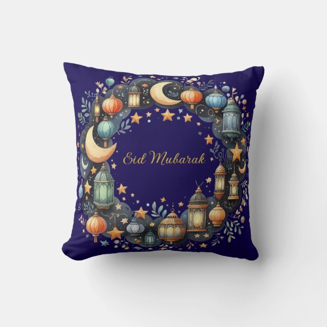 Almofada Throw Pillow-Eid Mubarak Wreath Accent Pillow (Frente)