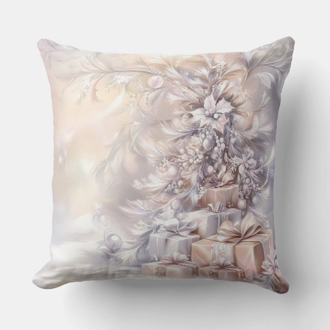 Almofada Throw Pillow-Elegant White Christmas Throw Pillow (Frente)