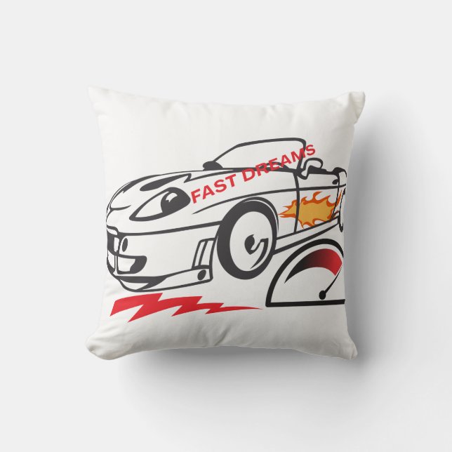 Almofada Throw Pillow Fast Dreams –Racing Car Pillow Design (Frente)