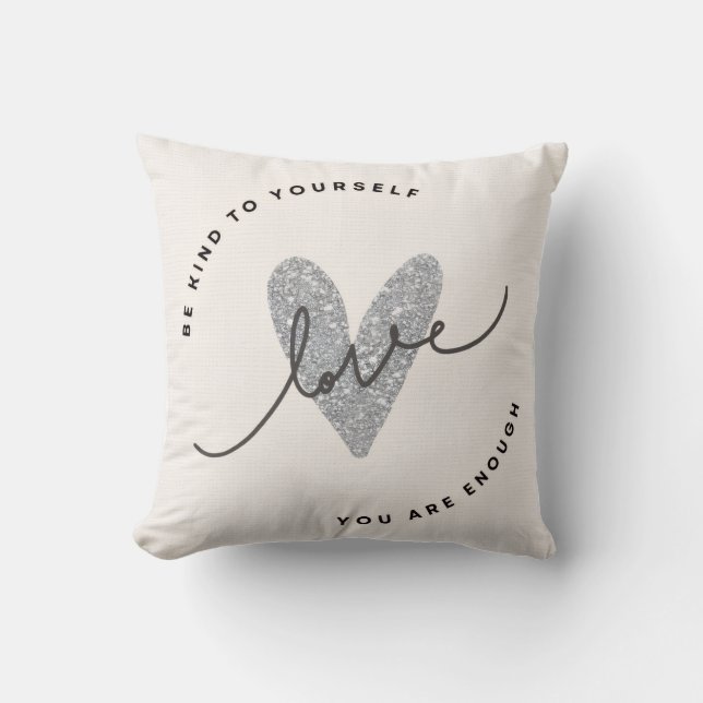 Almofada Throw Pillow – Glitter Heart Love Design | Minimal (Frente)