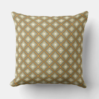 Almofada Throw Pillow Green Gold Diamond Pattern
