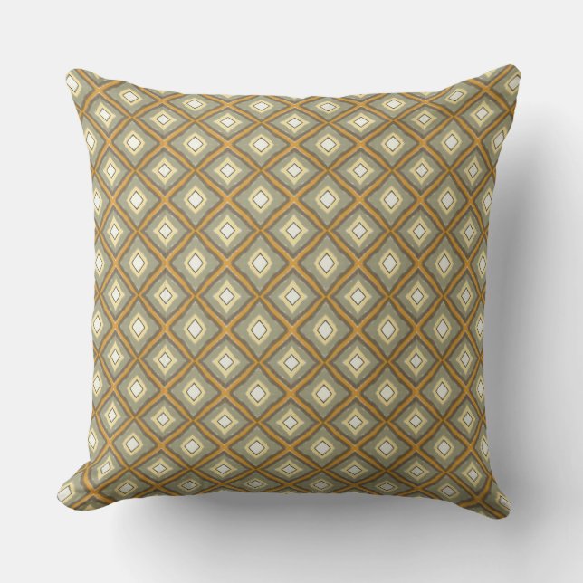 Almofada Throw Pillow Green Gold Diamond Pattern (Frente)