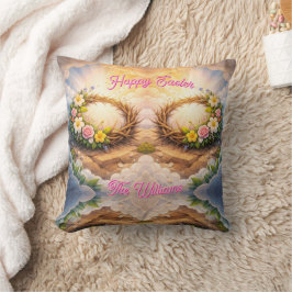 Almofada Throw Pillow He Is Risen Religious Floral Crown