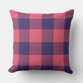 Almofada Throw Pillow Hot Pink Magenta Indigo Buffalo Plaid