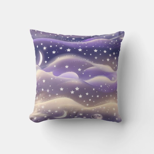 Almofada Throw Pillow - Lilac Cream Celestial Moon (Frente)