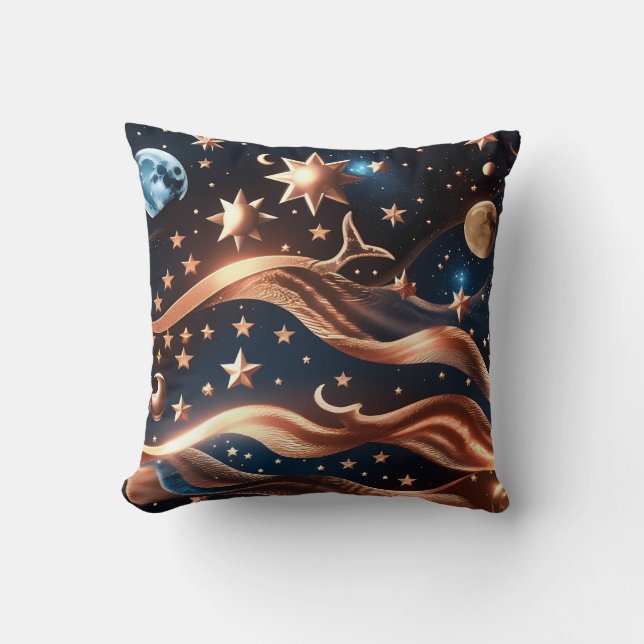 Almofada Throw Pillow – Luxury Bronze Celestial Moon (Frente)