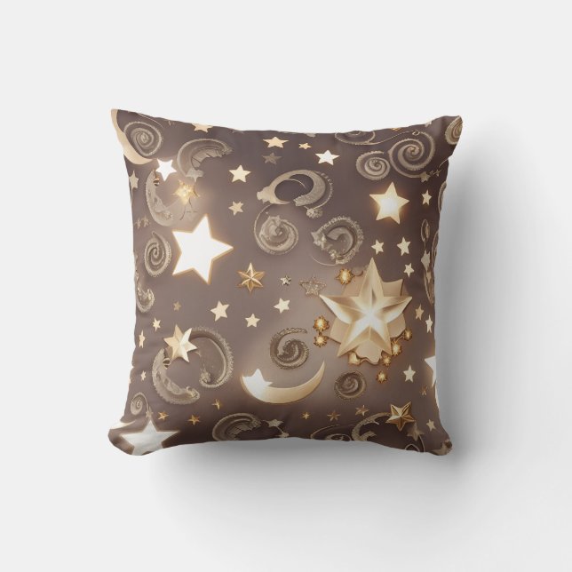 Almofada Throw Pillow – Luxury Champagne Gold Celestial Moo (Frente)