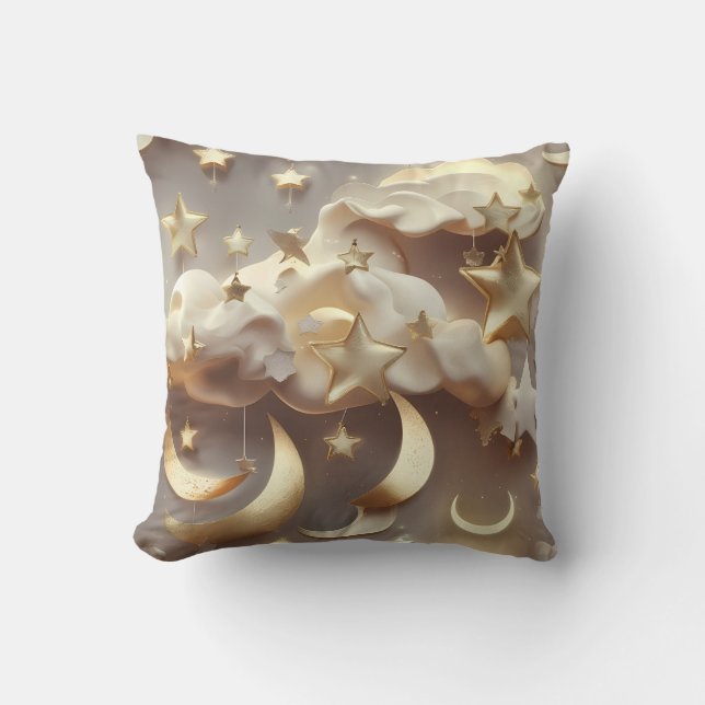 Almofada Throw Pillow – Luxury Creamy Celestial Moon (Frente)