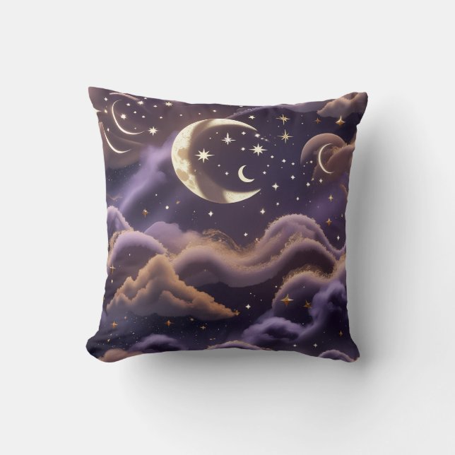 Almofada Throw Pillow – Luxury Smoky Celestial Moon (Frente)