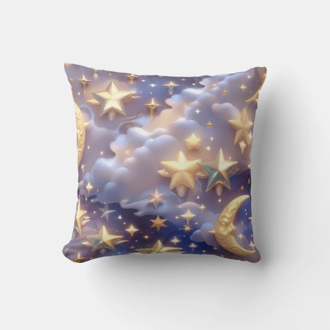 Almofada Throw Pillow – Luxury White Celestial Moon (Frente)