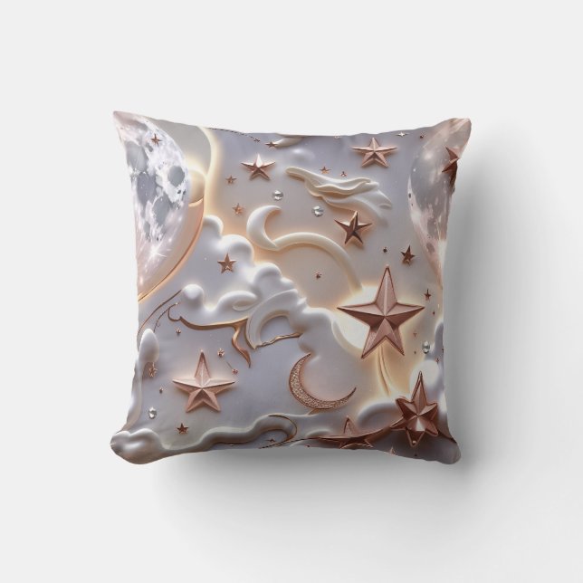 Almofada Throw Pillow - Marble White Celestial Moon (Frente)