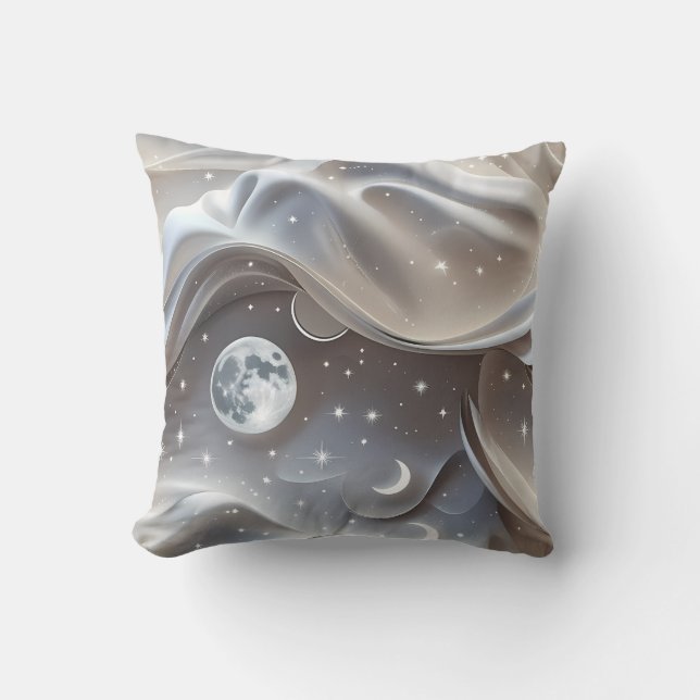 Almofada Throw Pillow - Marble White Celestial Moon (Frente)