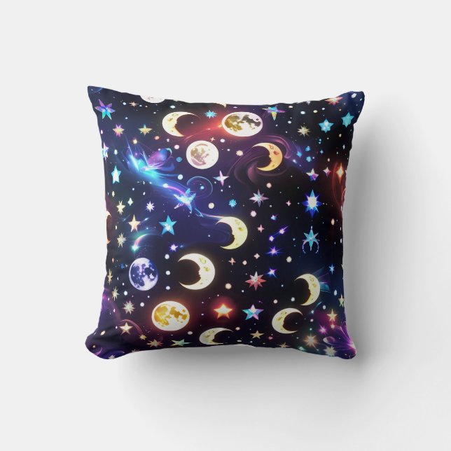 Almofada Throw Pillow - Moonstone Opal Celestial Moon (Frente)