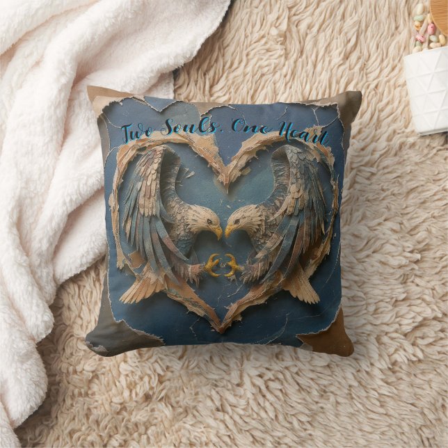 Almofada Throw Pillow Paper Cut Eagle Two Souls One Heart (Cobertor)