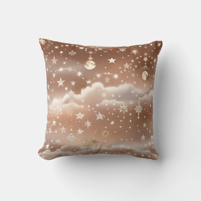 Almofada Throw Pillow – Peach Cream Celestial Moon (Frente)