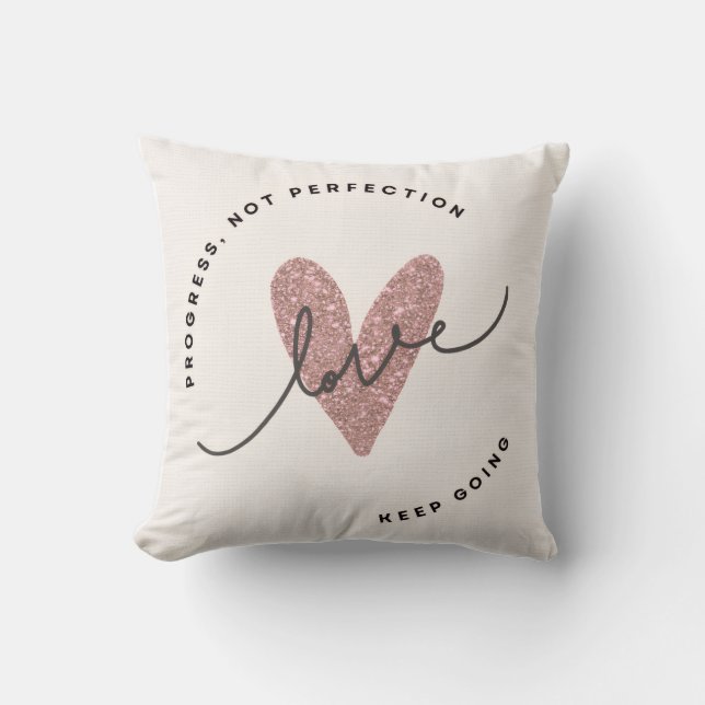 Almofada Throw Pillow – Pink Glitter Heart Love Design | In (Frente)