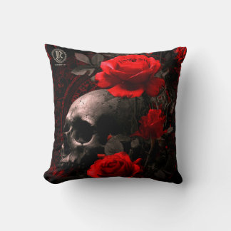 Almofada Throw Pillow Rebellion 78 Skull and roses