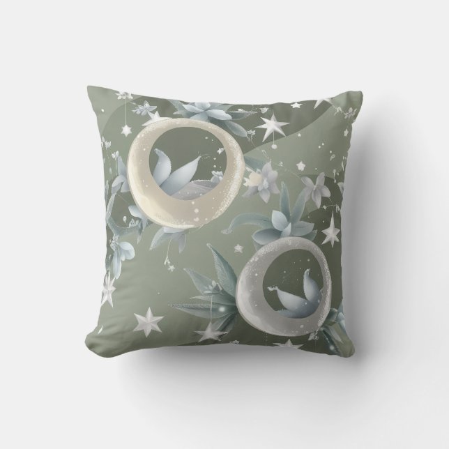 Almofada Throw Pillow - Sage Green Celestial Moon (Frente)