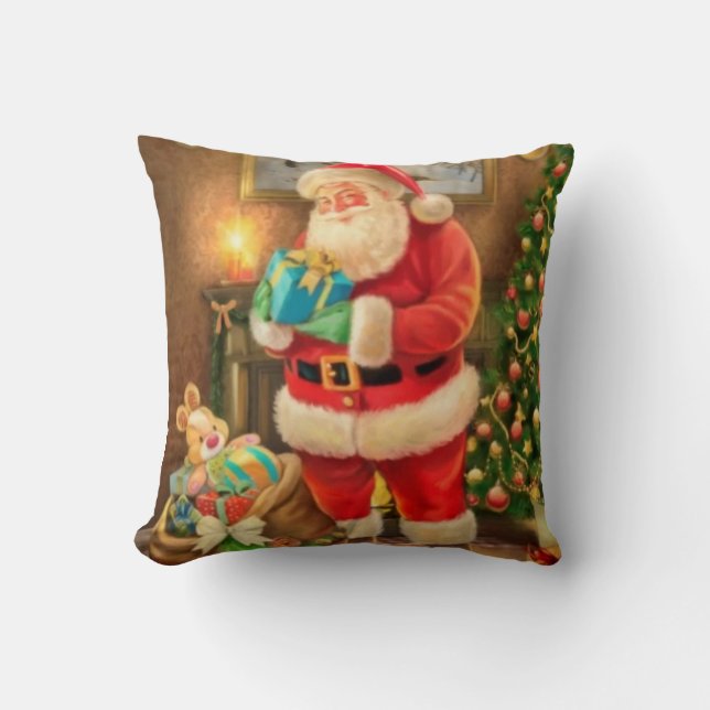 Almofada Throw Pillow Santa Clause in the house  (Frente)