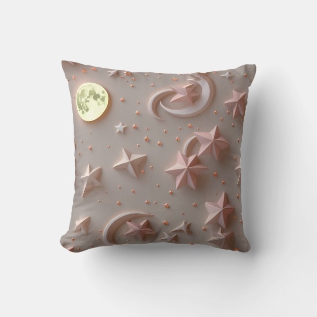 Almofada Throw Pillow - Soft Beige Blush Celestial Moon (Frente)