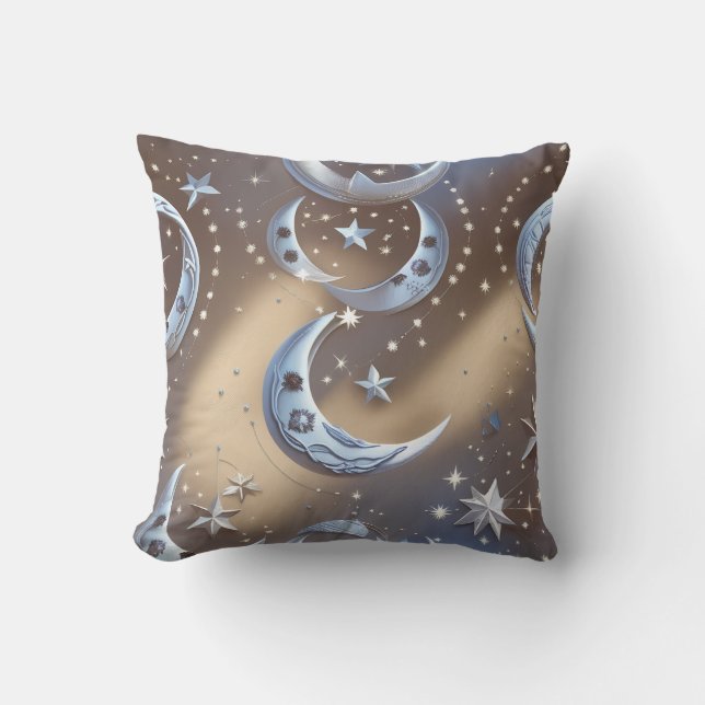 Almofada Throw Pillow - Soft Beige Silvery Blue Celestial  (Frente)